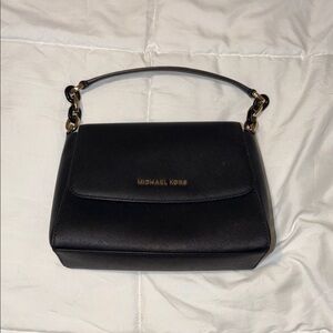 Michael Kors Black Shoulder Bag with Gold Accents